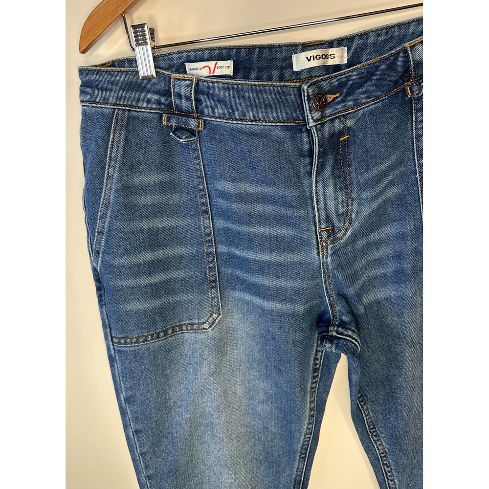 VIGOSS Carpenter Boot Cut Blue Jeans Women's Size 31 Mid Rise Utility Denim EUC - Picture 3 of 14